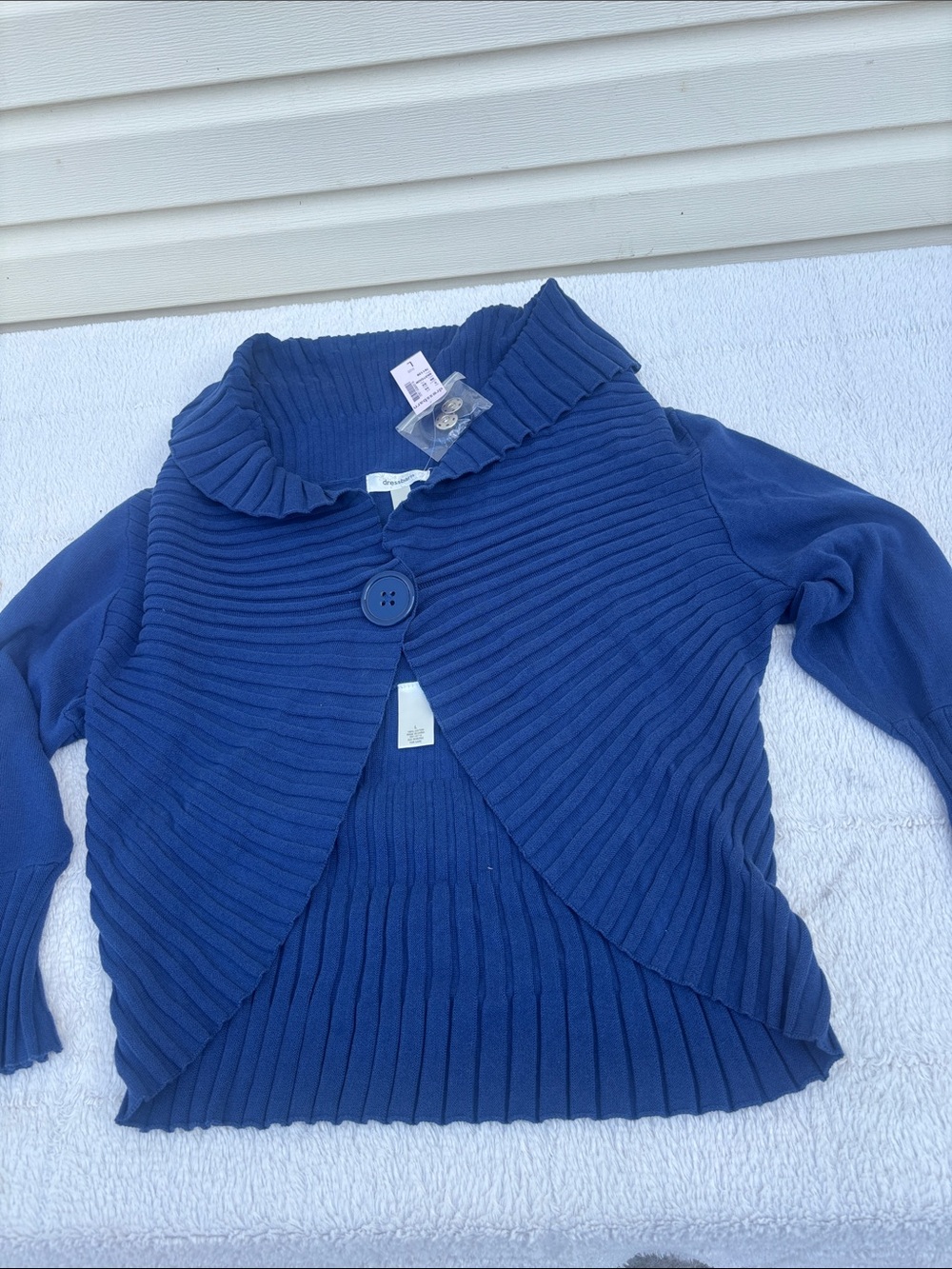 dressbarn Girls' Navy Ribbed Single-Button Cardigan